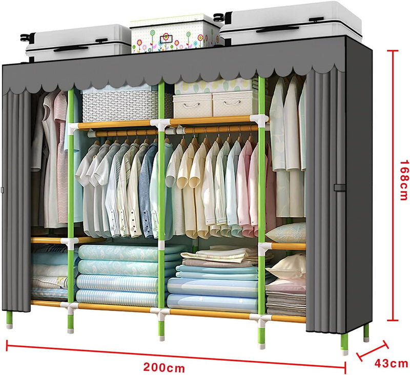 Portable Wardrobe Closet Storage Organiser Cloth Coloured Rods