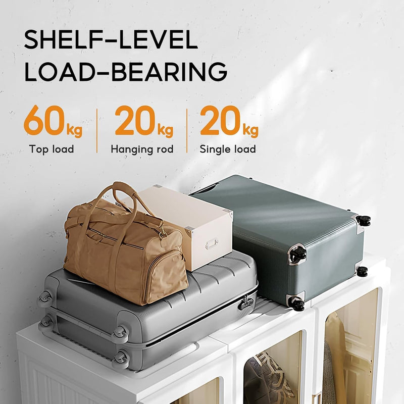 Portable Wardrobe Closet Storage Organiser Transparent Door