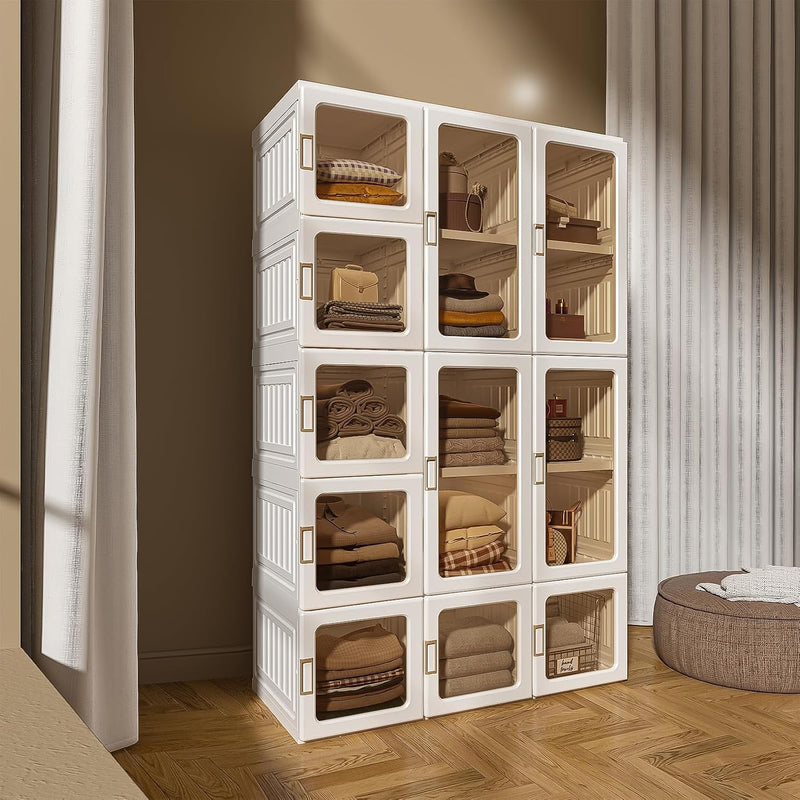 Portable Wardrobe Closet Storage Organiser Transparent Door