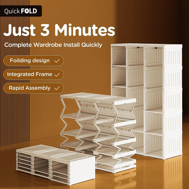 Portable Wardrobe Closet Storage Organiser Transparent Door