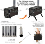 Portable Wood Burning Camping Stove with Chimney Pipes