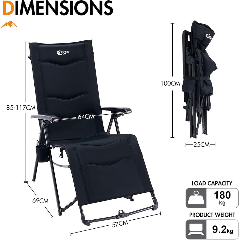 Reclining Camping Chair Garden Chairs Sun Lounger Bundle-Fold