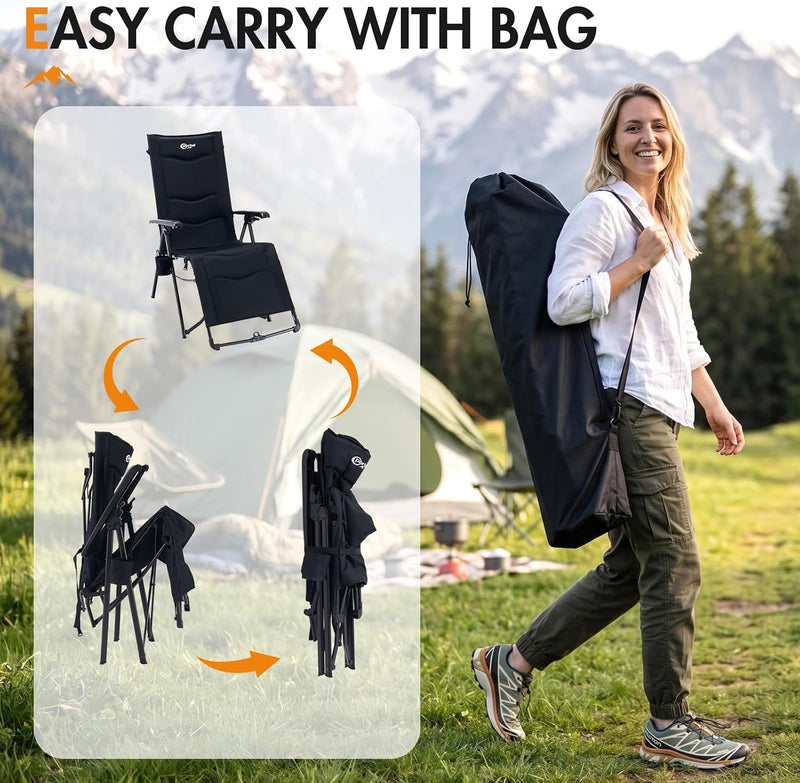 Reclining Camping Chair Garden Chairs Sun Lounger Bundle-Fold