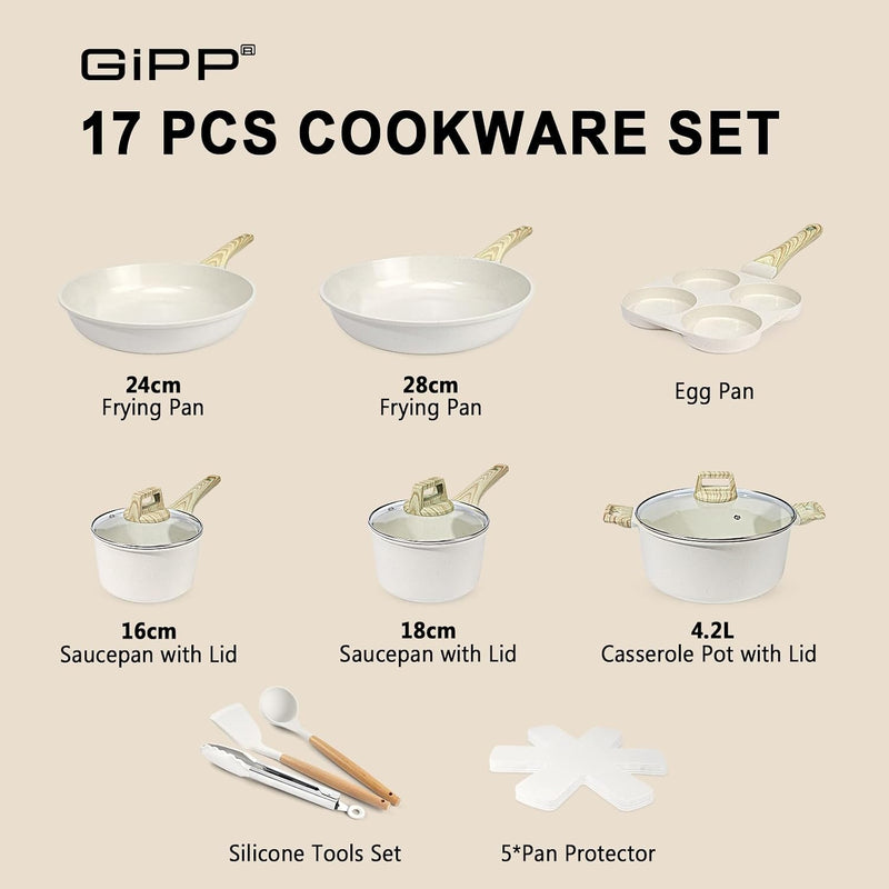 17pcs Pots and Pans Set Non Stick Fryingpan