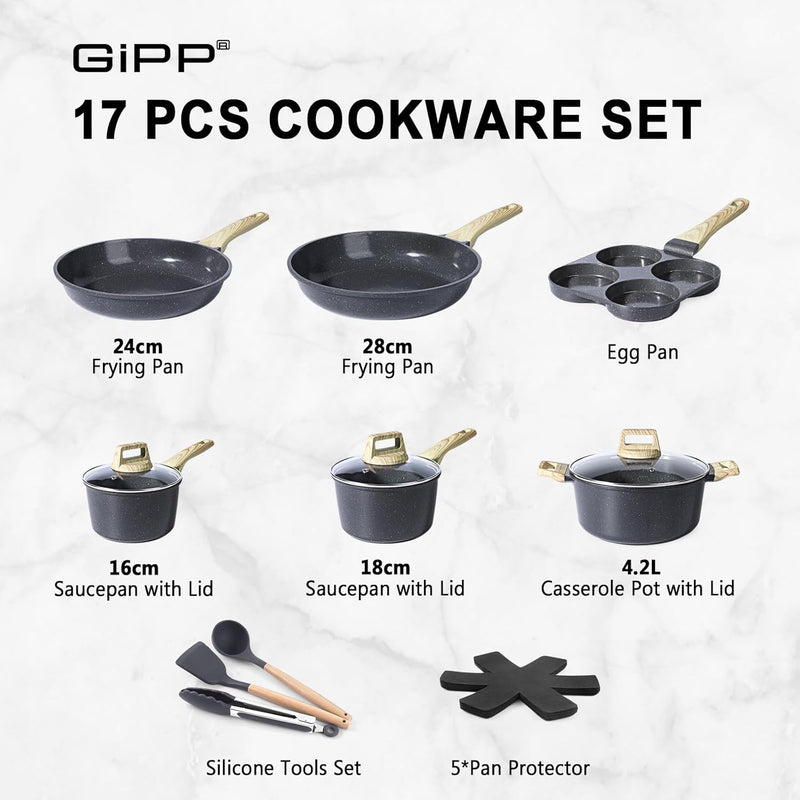 17pcs Pots and Pans Set Non Stick Fryingpan