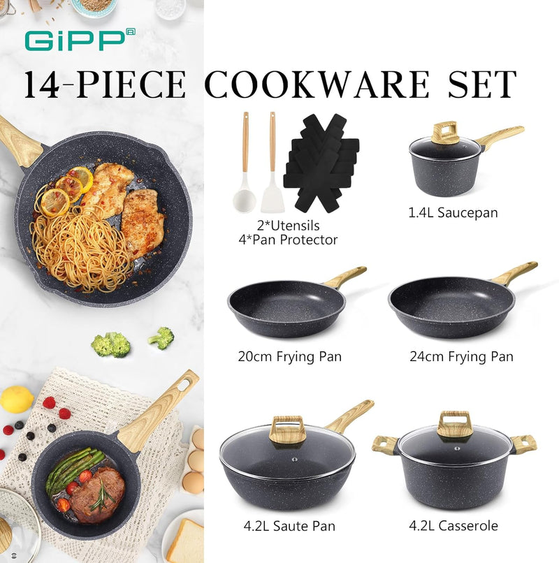 17pcs Pots and Pans Set Non Stick Fryingpan