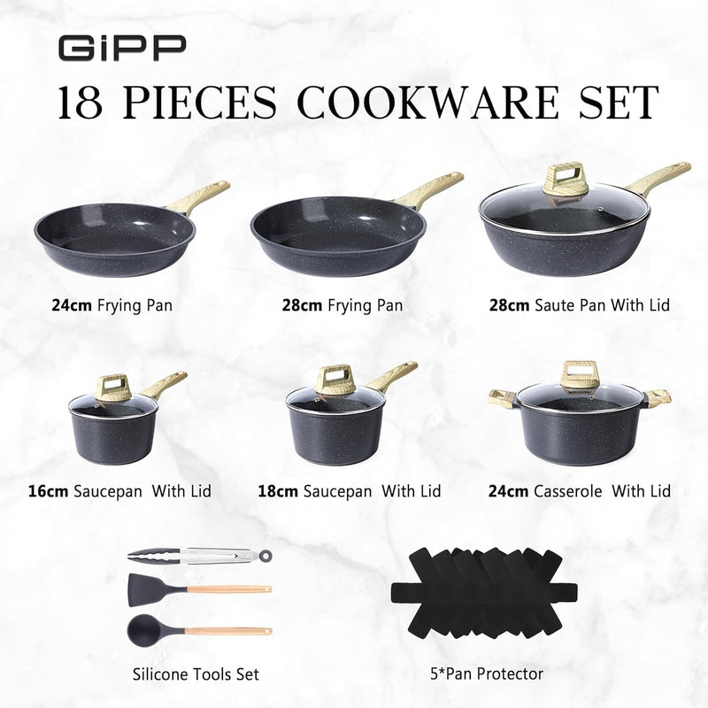 17pcs Pots and Pans Set Non Stick Fryingpan