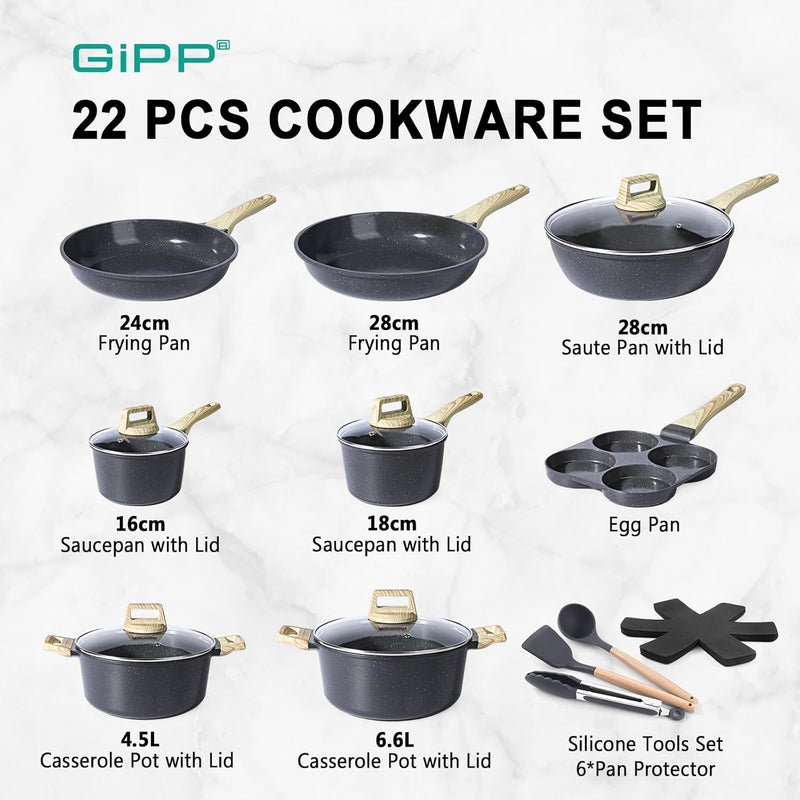 17pcs Pots and Pans Set Non Stick Fryingpan
