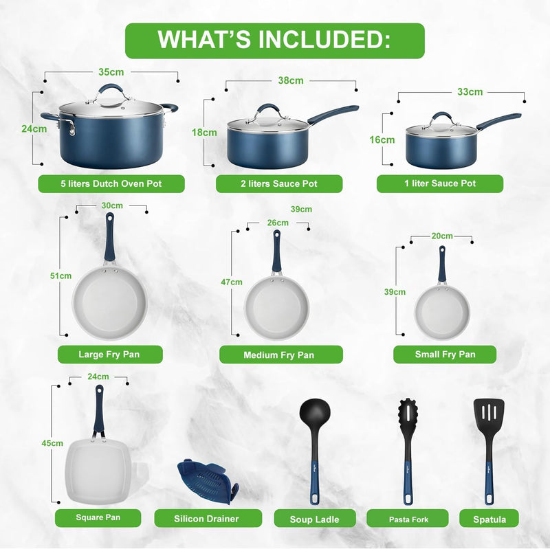 Pots and Pans Set Stackable Ceramic Non Stick