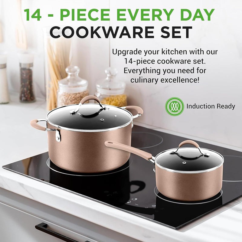 Pots and Pans Set Stackable Ceramic Non Stick