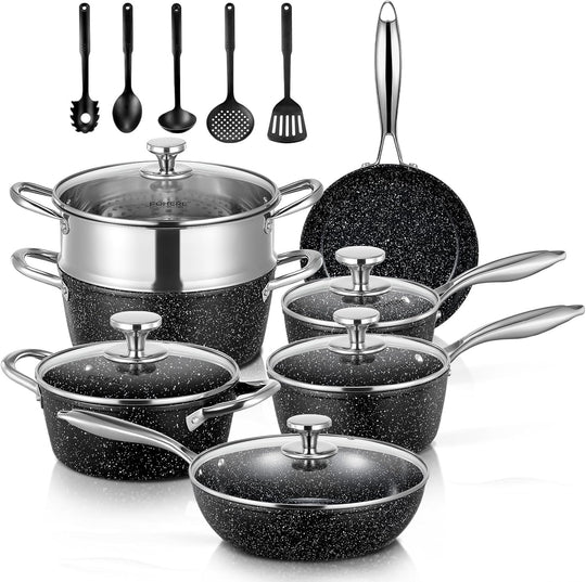 Pots and Pans Set with Lids 17 Pcs