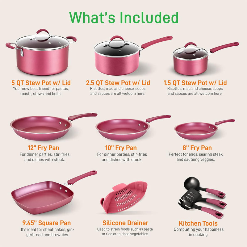 Pots and Pans Set with Lids (20 Piece)