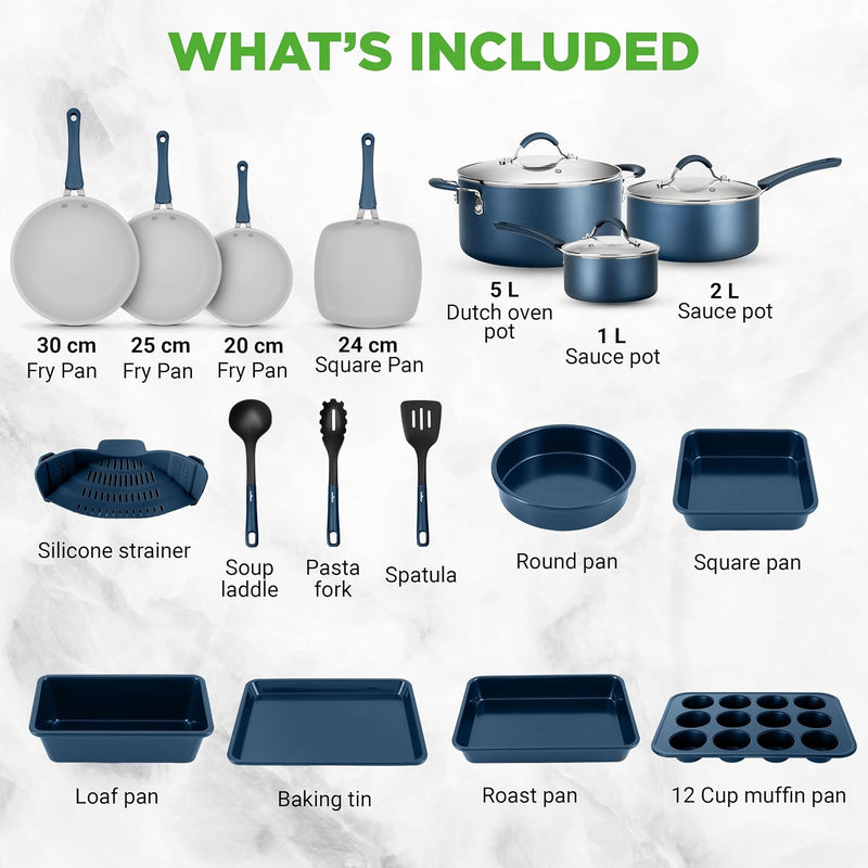 Pots and Pans Set with Lids (20 Piece)
