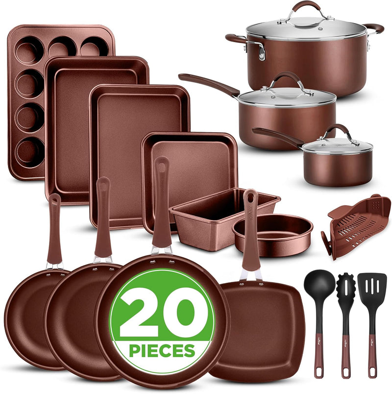 Pots and Pans Set with Lids (20 Piece)