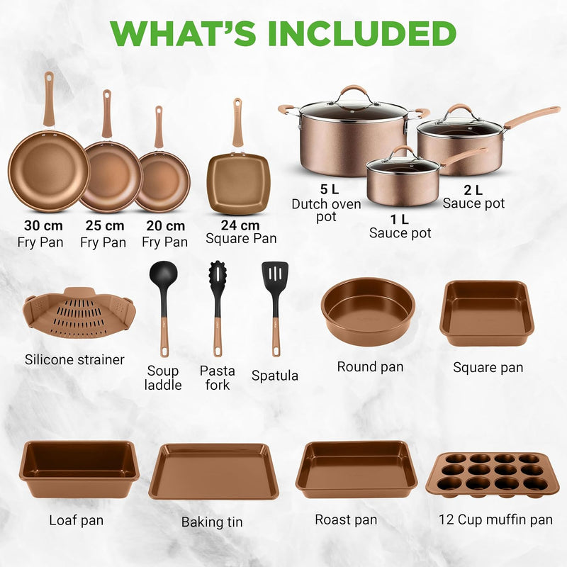 Pots and Pans Set with Lids (20 Piece)