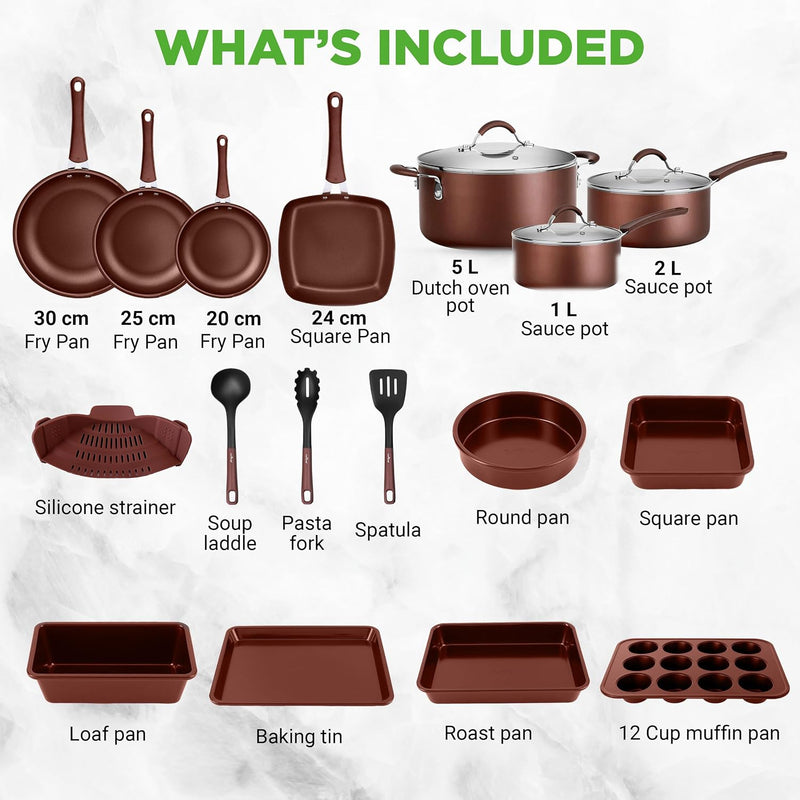 Pots and Pans Set with Lids (20 Piece)