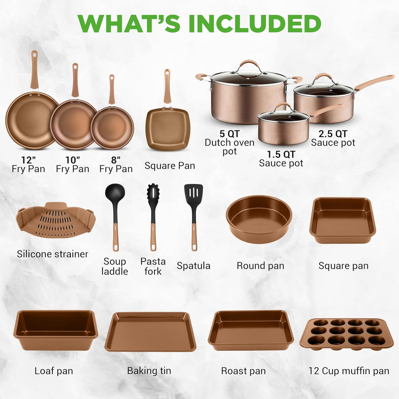 Pots and Pans Set with Lids (20 Piece)