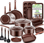 Pots and Pans Set with Lids Non-Stick (20 Piece)