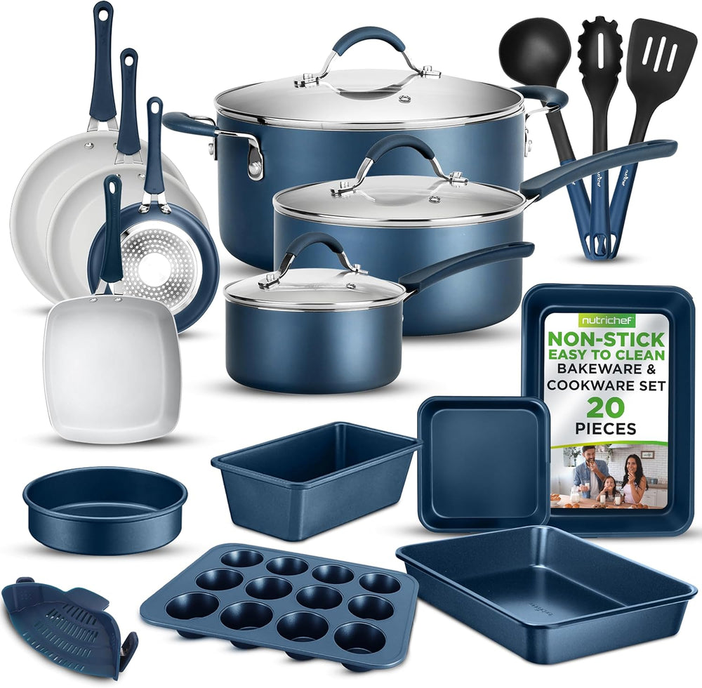 Pots and Pans Set with Lids Non-Stick (20 Piece)
