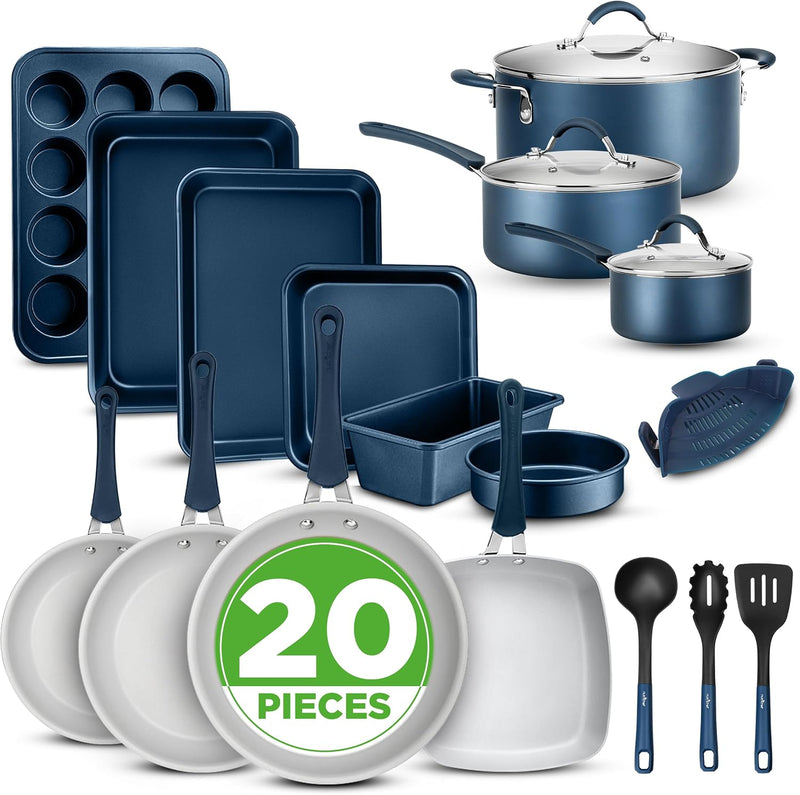 Pots and Pans Set with Lids (20 Piece)