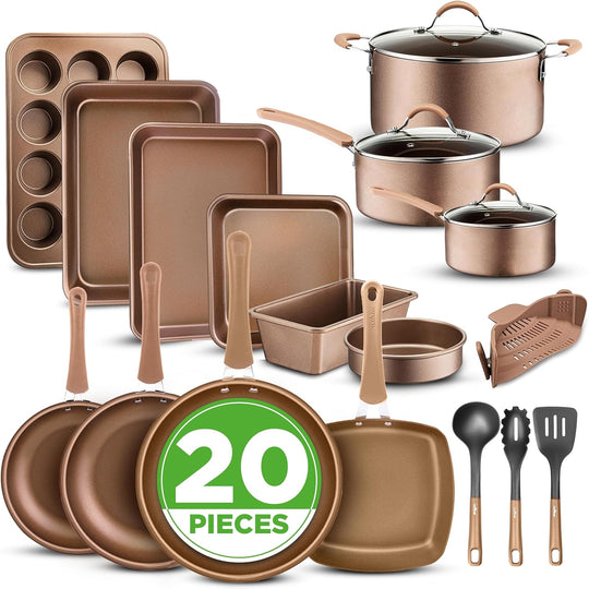Pots and Pans Set with Lids (20 Piece)