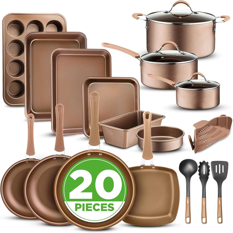 Pots and Pans Set with Lids (20 Piece)
