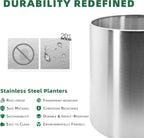 Pots for Plants Stainless Steel Round Rim