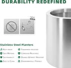 Pots for Plants Stainless Steel Round Rim