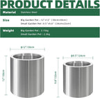 Pots for Plants Stainless Steel Round Rim