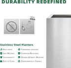 Pots for Plants Stainless Steel Round Rim