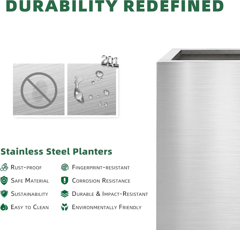 Pots for Plants Stainless Steel Round Rim