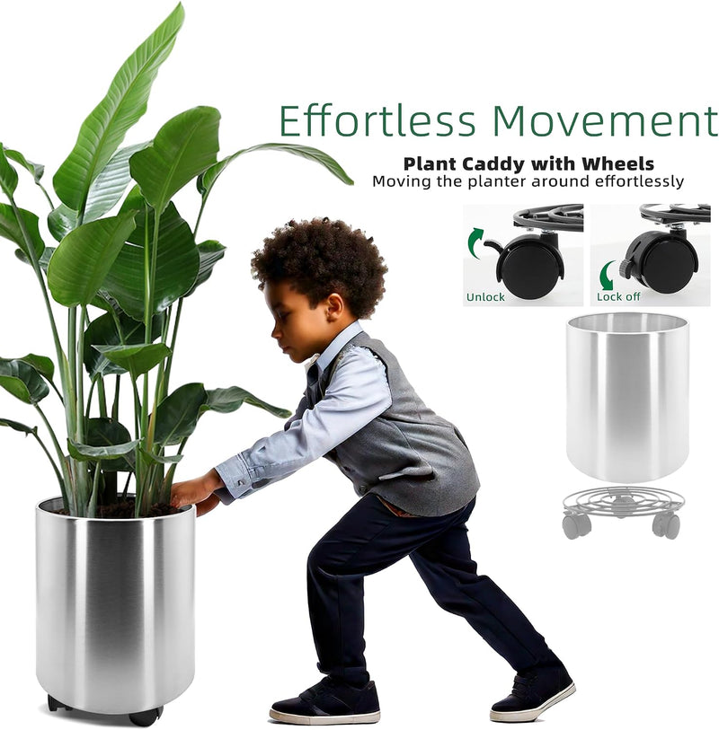 Pots for Plants Stainless Steel Round Rim