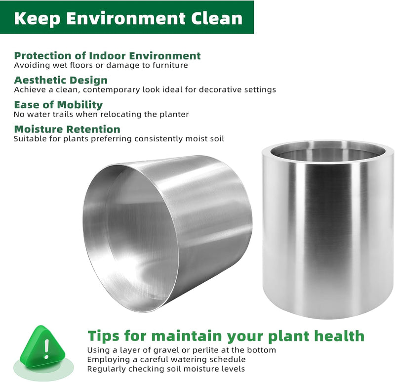Pots for Plants Stainless Steel Round Rim