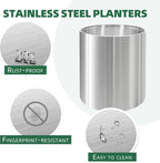 Pots for Plants Stainless Steel Round Rim
