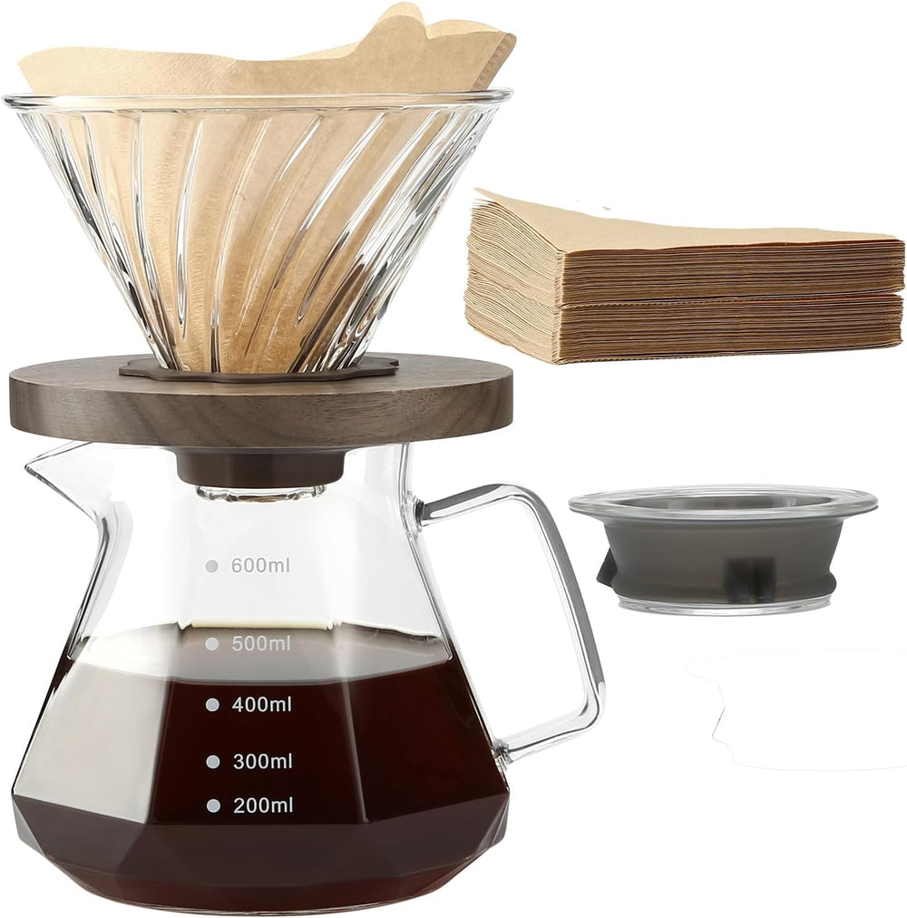 Pour Over Coffee Maker 600ML Borosilicate Glass