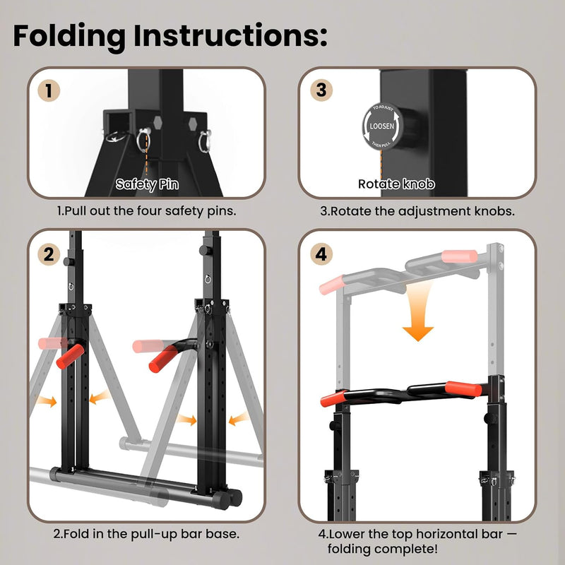Power Tower Pull Up Dip Station Foldable Bar