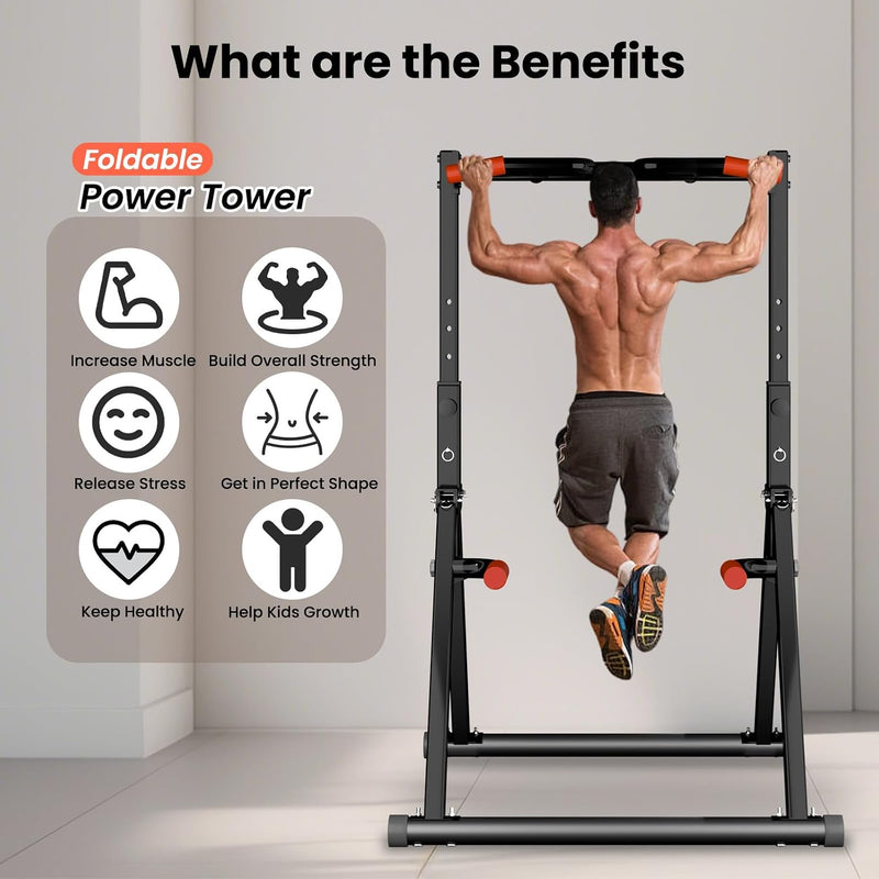 Power Tower Pull Up Dip Station Foldable Bar