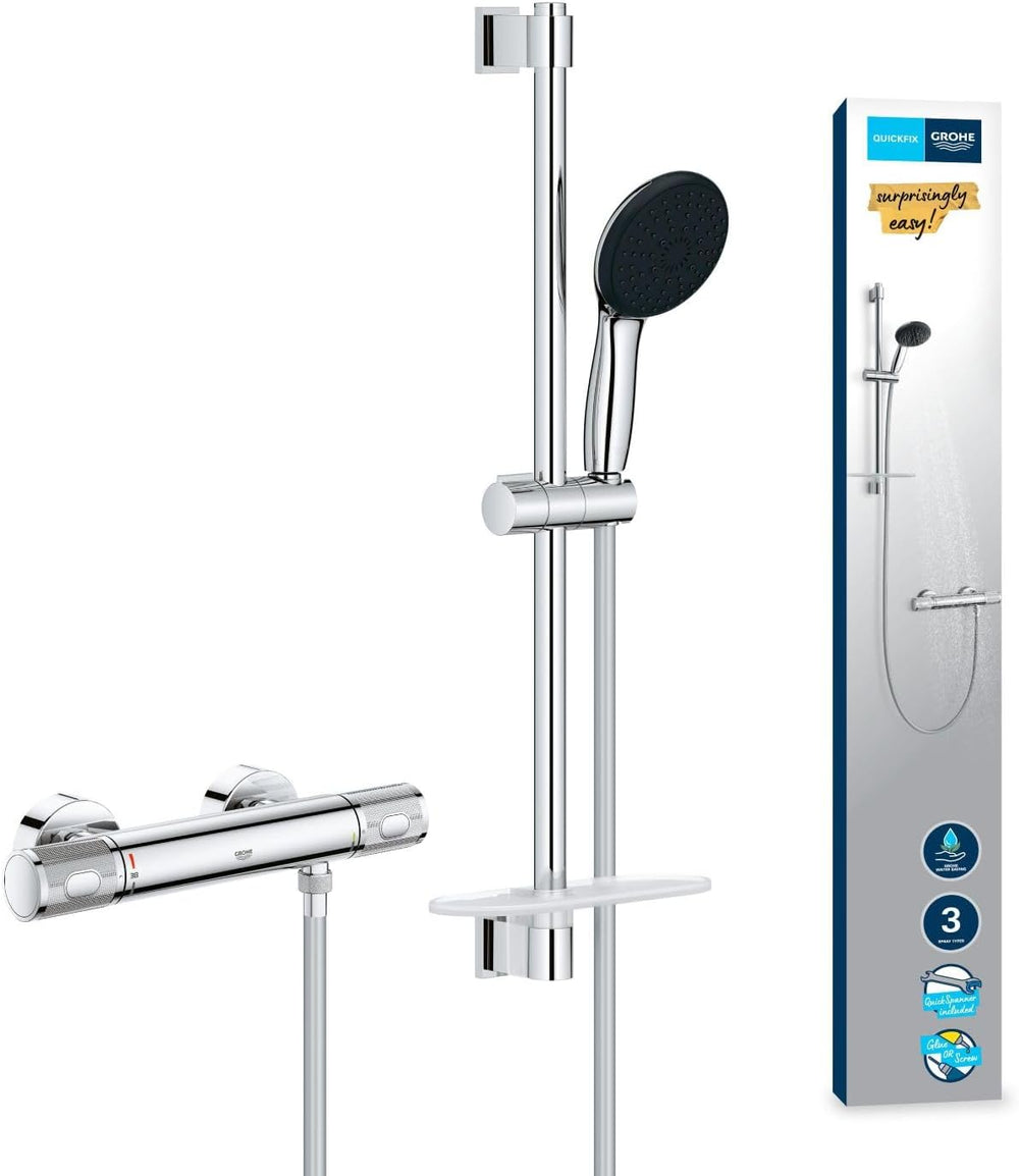 Precision Feel Exposed Thermostat Shower Set Chrome