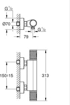 Precision Feel Wall Mounted Exposed Thermostatic Cooltouch
