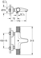 Precision Feel Wall Mounted Exposed Thermostatic Cooltouch