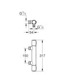 Precision Flow Exposed Thermostatic Shower Mixer Bar Valve