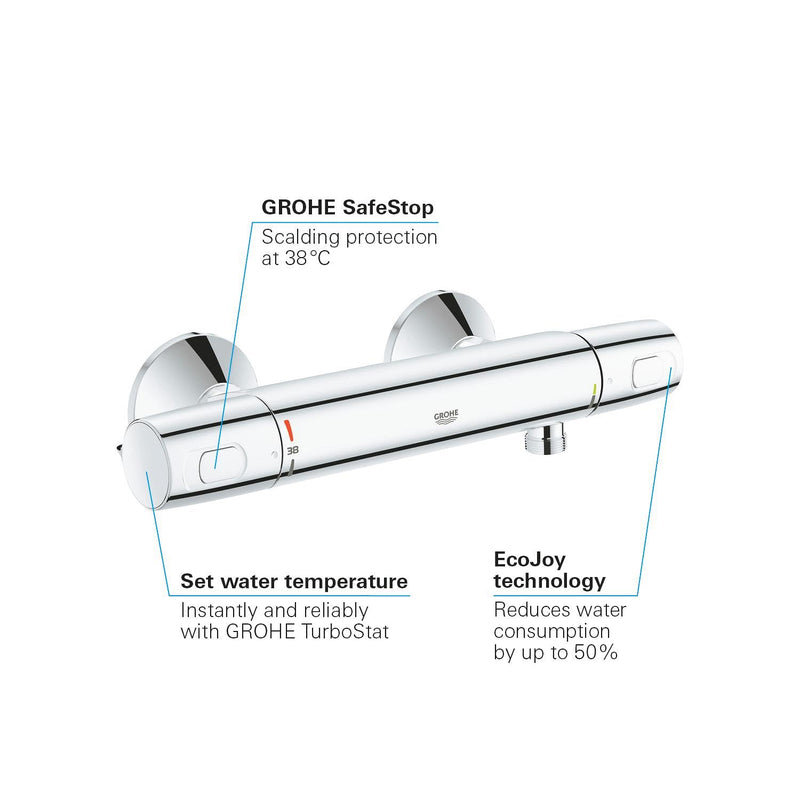 Precision Flow Exposed Thermostatic Shower Mixer Bar Valve