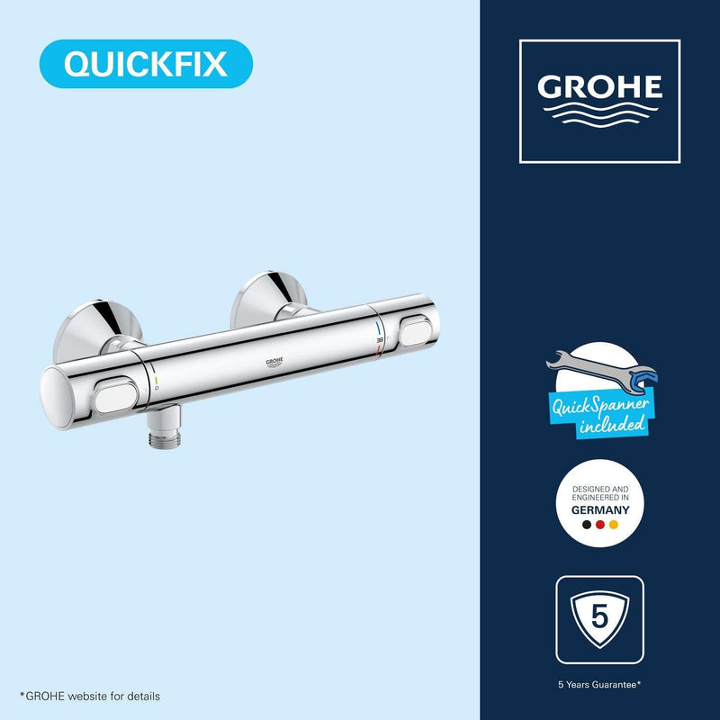 Precision Flow Wall Mounted Thermostatic Shower Mixer Chrome