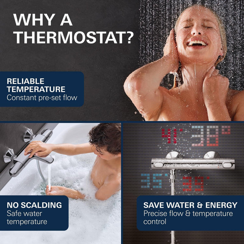 Precision Flow Wall Mounted Thermostatic Shower Mixer Chrome