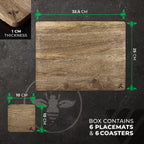 Premium Mango Wooden Placemats and Coaster Sets 6