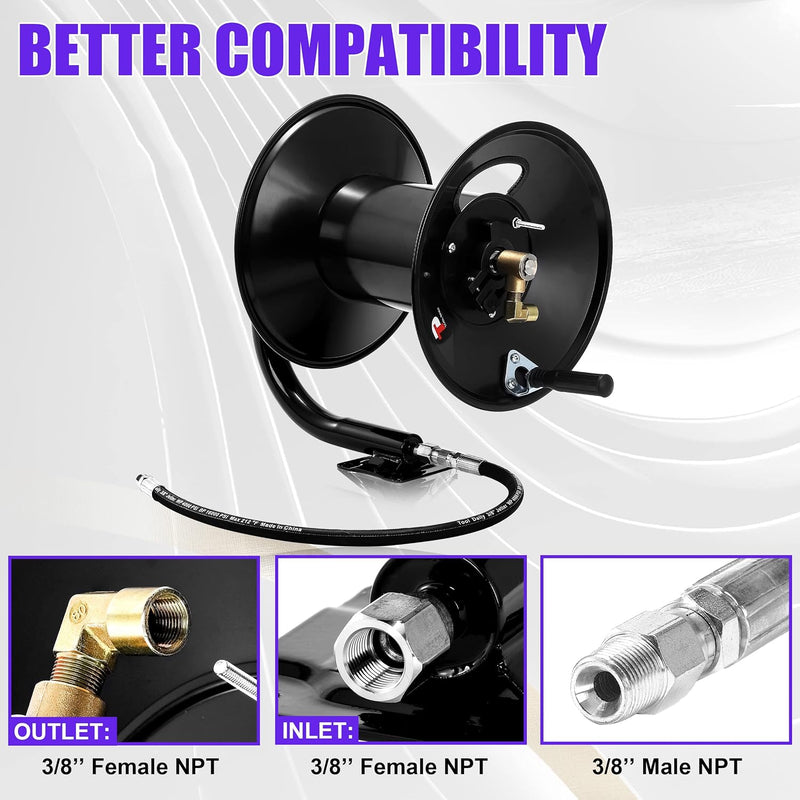Pressure Washer Hose Reel 100FT X 3 8