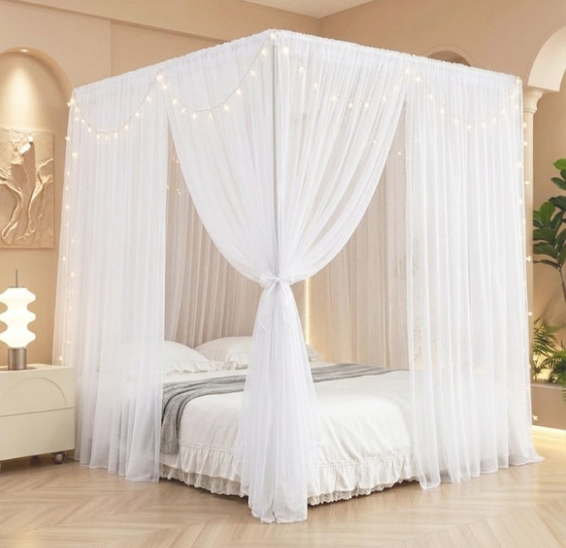 Princess Canopy Bed Curtains Set with Star Light