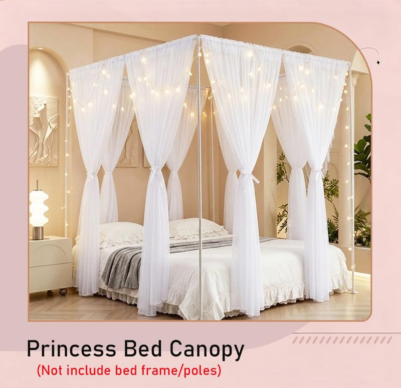 Princess Canopy Bed Curtains Set with Star Light