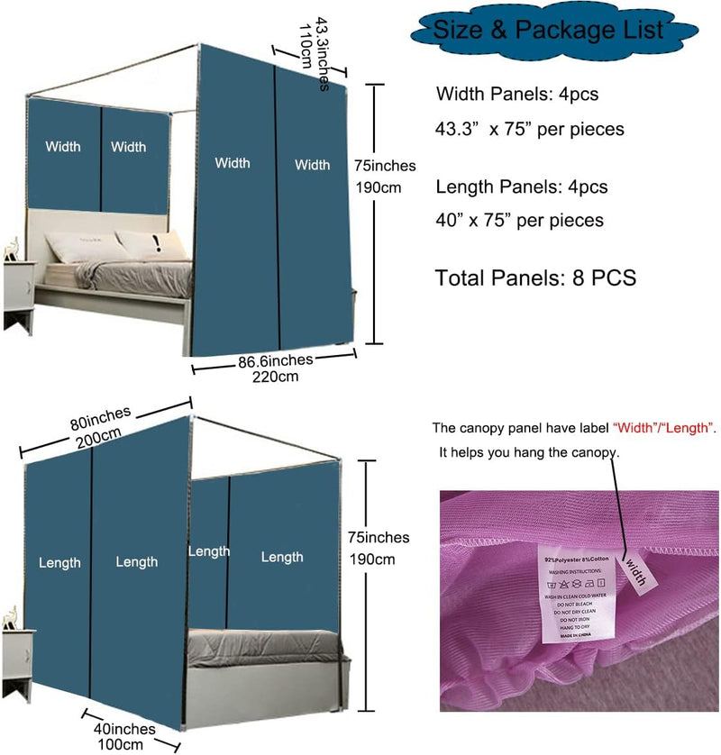 Princess Canopy Bed Curtains Set with Star Light