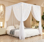 Princess Canopy Bed Curtains Set with Star Light